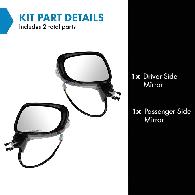 2 Piece Driver and Passenger Side Mirror Assembly Set Electric Adjustment Heated No Memory Black Compatible with 2010-2015 Lexus IS250 IS350 without Luxury Package LX1320114 LX1321114