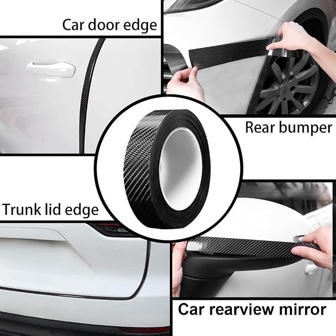 Car Door Edge Entry Guards Sill Protector Automotive Tape Black 1.2in*33FT | 5D Carbon Fiber Vinyl Wrap Film Paint Threshold Scuff Plate Protectors Anti-Collision Universal for Most Vehicles