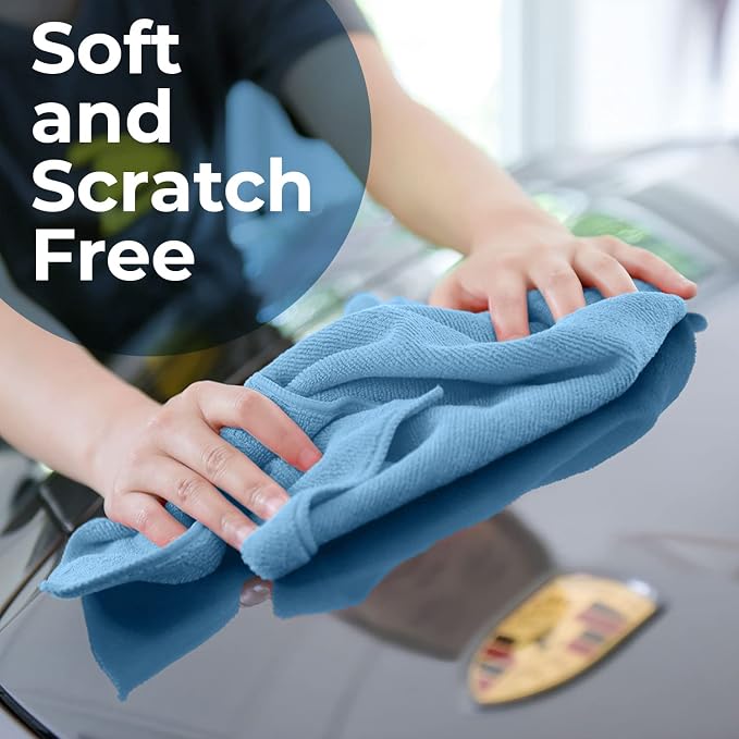 Microfiber Cleaning Cloths (Value Pack of 36) - Size 16 x 16 Inches, Highly Absorbent Cleaning Rags, Lint Free, Reusable and Washable, Microfiber Towels for Cars