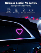 Car LED Ambient Light Solar Powered Heart Neon Light Car Led Lights Interior for Outdoor/Interior Car/Room Pink