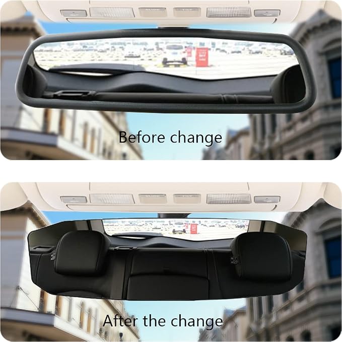 Car Rear View Mirror, 12Inch Interior Clip-on Wide Angle Convex Rear View Mirror, Car Accessories HD Wide Angle Extended Curved Mirror to Reduce Blind Spot Effectively for More Cars