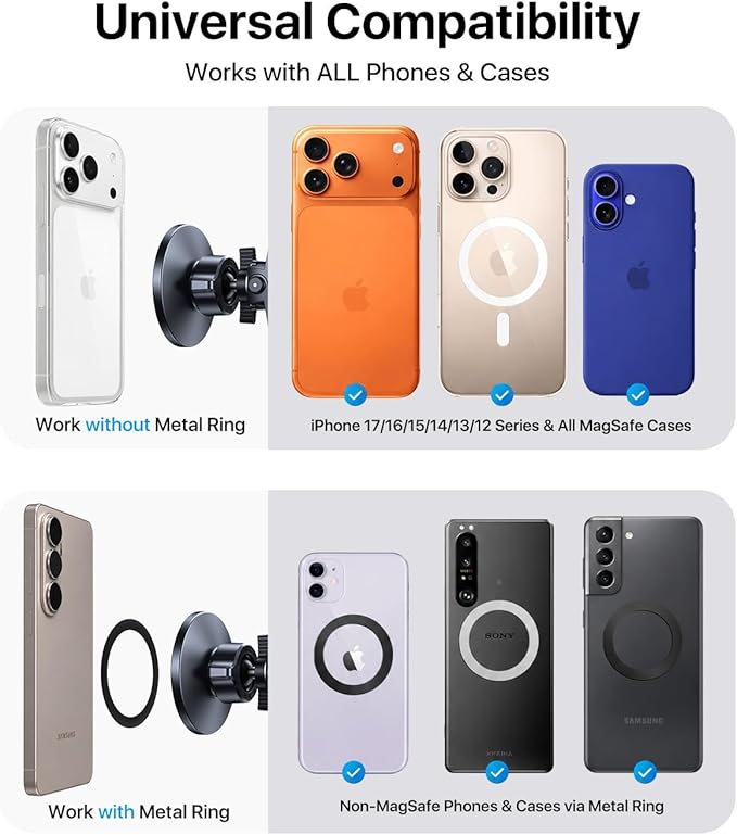 for Magsafe Car Mount [Strongest Magnet & Upgraded 3M Adhesive] Magnetic Phone Holder for Car Dashboard 360 Adjustable Magnetic Car Phone Holder Mount for iPhone 17 Pro Max 16 15 14 13 Plus