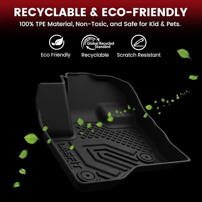 All Weather Floor Mat Set for 2009–2019 Ford Flex & 2010–2019 Lincoln MKT – 3 Rows Custom Fit Floor Mats + Cargo Liner & Seat Back Protectors – Premium TPE Interior Full Coverage Protection