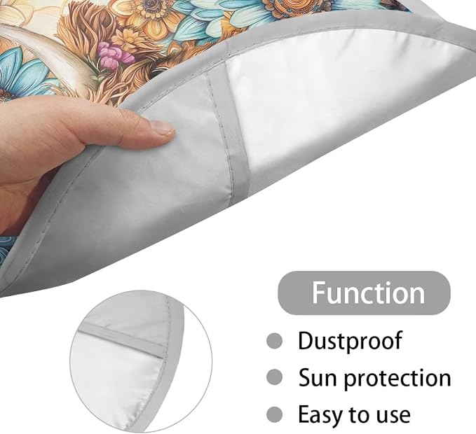 Boho Car Steering Wheel Sunshade Protector, Heat-Resist Cloth Steering Wheel Cover for Most of Car SUV Truck Van, Highland Cow