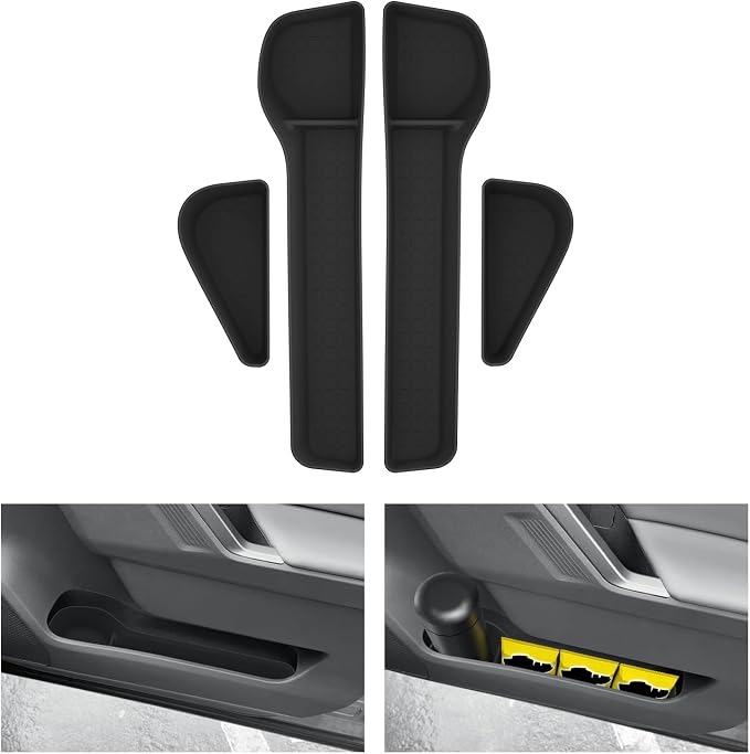 4PCS for Toyota RAV4 2026 Front & Rear Door Side Storage Box TPE Door Handle Organizer Car Accessories Black