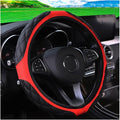 15 Inch Car Leather Steering Wheel Cover, Automotive Accessories Elastic Breathable Anti-Slip Soft Wheel Protector Fits Men and Women, Suitable for SUVs, Trucks, Vehicles and RVs (Red)