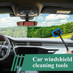 Windshield Cleaning Tool, Extendable Handle Car Window Cleaner with 4 Reusable Microfiber Pads, Auto Inside Glass Wiper for Car Windscreen Cleaning