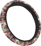 Aztec Brown Cow Print Red Auto Steering Wheel Cover Unviersal 15 inch Steering Wheel Wrap Cover Auto Interior Accessories Decor All Seasons