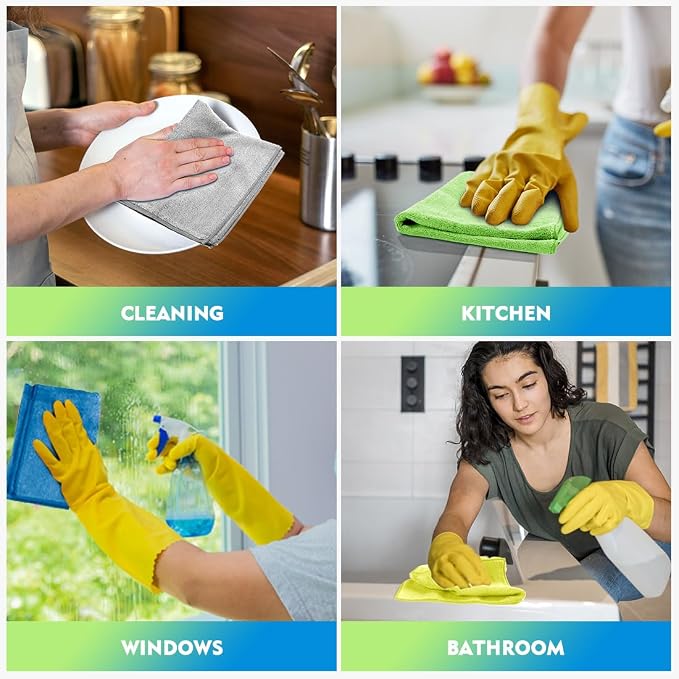 Microfiber Cleaning Cloth 12 Pack, 12.5 x 12.5 Inch Microfiber Towels for Cars, Ultra Absorbent Cleaning Rags, Lint Free Cleaning Towels for Household, Kitchen, Window, and Car, Multicolor