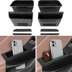 4PCS Door Grab Tray Door Organizer for Ford Explorer 2020 2021 2022 2023 2024 Front and Rear Accessories Phone Holder Container Handle Pocket Storage Box ABS Plastic, Black Mat