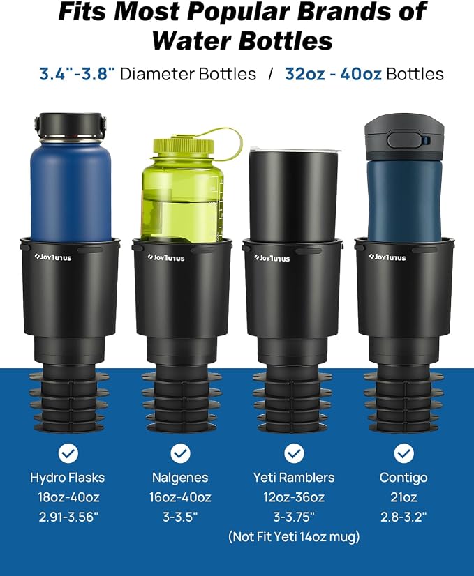 Car Cup Holder Expander Compatible with Toyota RAV4 2025 2024 2023 2022 2021 2020 2019,Compatible with Yeti Ramblers 12-36oz, Hydro Flasks 18-40oz,Large Bottles in 3.4"-3.8" (18-40oz)