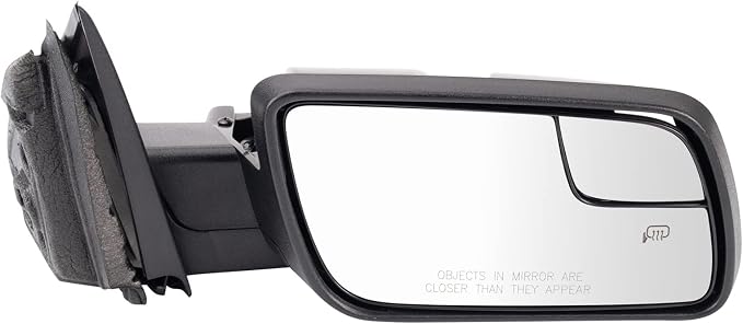 Driver & Passenger Side Power Heated Mirror Set Smooth Black Manual Fold Compatible with 2013-2019 Ford Flex FO1320444 FO1321444