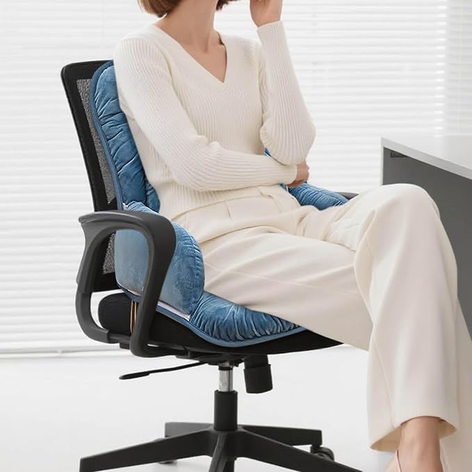Office Heated Seat Cushion for Desk Chair,Upgraded Lumbar Support Seat for Cushions for Dorm Desk Chair with Back, USB Interface, 3-Speed Temperature Control (Sky Blue)