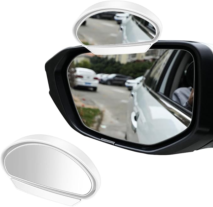 Blind Spot Car Mirror, Vehicle Adjustable 360 ° Rotation Auxiliary Convex Wide Angle Mirror, Auto Stick On Side Rearview Mirror Universal for Car Truck SUV RV (B, White)