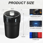 Car Ashtray with Lid, Easy Clean Up Detachable Smokeless Ashtray with LED Blue Light, Portable Mini Ash Tray Cup Holder for Car Home Office Travel, Interior Auto Accessories (Black, Larger)