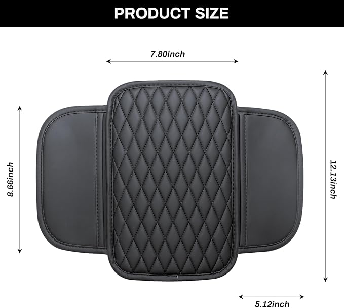 Car Center Console Cover, Upgraded Microfiber Leather Car Arm Rest Cover with 2 Storage Bags, Universal Armrest Cover for Car Storage Box Car Interior Accessories Protector for Most Vehicle