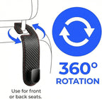Car Seat Headrest Hook, 2PCS Vehicle Seat Back Hangers Organizer for Handbag Purse Coat, Automotive Interior Headrest Storage Hooks, Universal for SUV Automobile Truck (Carbon Fiber)