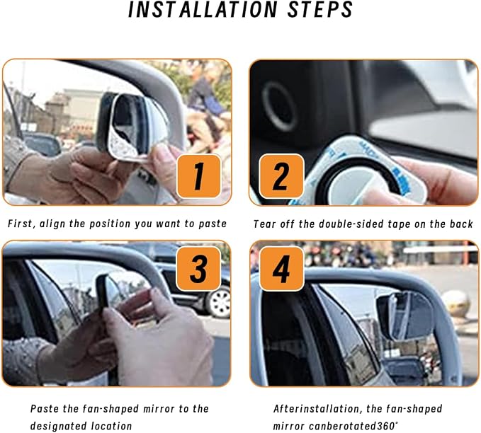 2PCs Automotive Rearview Mirror Blind Spot Mirror, Adjustable HD Sector Mirrors, Frameless Wide Angle Convex Mirrors, Automotive Side Rearview Assistance