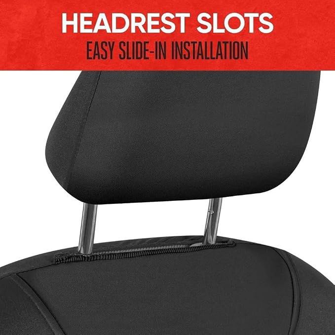 AquaShield Waterproof Front Seat Covers, Black Seat Covers for Cars – Neoprene Front Car Seats Cover, SUV Seat Covers Protector - Car Interior Cover for Auto, Trucks, & Dog Owners