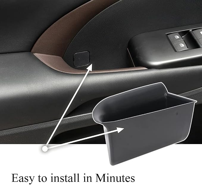 Front Row Door Oragnizer Compatible with Toyota Highlander 2014 2015 2016 2017 2018 2019 Armrest Phone Container Door Handle Pocket ABS Grab Tray Insert Glove Pallet
