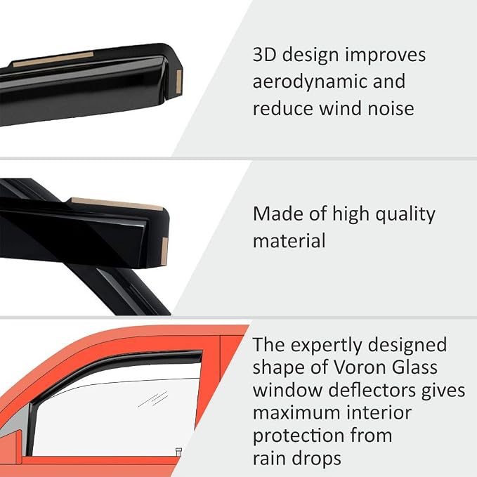 Voron Glass in-Channel Extra Durable Rain Guards for Kia Seltos 2021-2026, Window Deflectors, Vent Window Visors, 4 Pieces - 200313