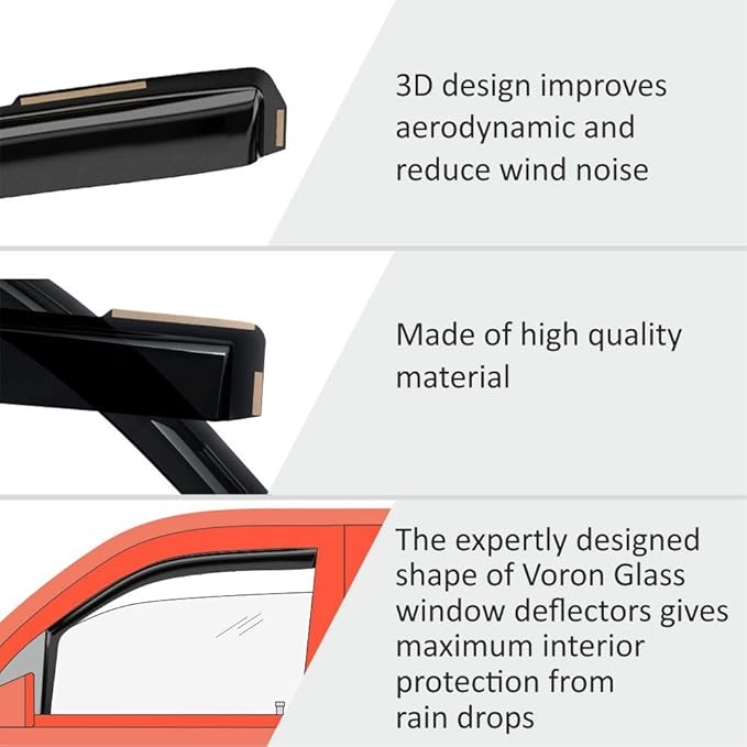 Voron Glass in-Channel Extra Durable Rain Guards for Ford F150 2021-2026 SuperCab, Window Deflectors, Vent Window Visors, 4 Pieces - 200908