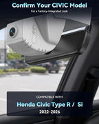 4K Dash Cam for Honda Civic & Si 2022-2026, Type R 2023-2026, OEM Style, Sony STARVIS 2 IMX675, Night Vision, 24H Parking Mode, 64GB Card (Grey)