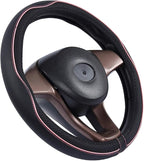 Large Size Steering Wheel Cover Anti-Slip,Safety,Soft,Breathable,Durable,Full Surround,Comfortable Grip Microfiber Leather (15.5-16 inch, Black Pink)