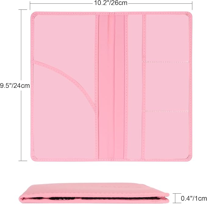 Car Registration and Insurance Holder, Car Accessories Vehicle Glove Box Car Organizer Women Car Accessories with Magnetic Shut for Cards, Essential Document, Driver License, Pink