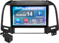4+64G 9-inch Android 14 Car Stereo for Hyundai Santa Fe 2006-2012 IPS Touchscreen Screen Car Radio with Carplay & Android Auto Support Backup Camera GPS FM Navi BT SWC