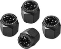 Tire Valve Stem Caps Cover,4 Pcs Metal Black Air Valve Cap, Aluminum Car Wheel Stem Caps,Universal Stem Covers for Cars,Trucks,Bikes,Motorcycles,Corrosion Resistant (Moon Star)