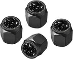 Tire Valve Stem Caps Cover,4 Pcs Metal Black Air Valve Cap, Aluminum Car Wheel Stem Caps,Universal Stem Covers for Cars,Trucks,Bikes,Motorcycles,Corrosion Resistant (Moon Star)