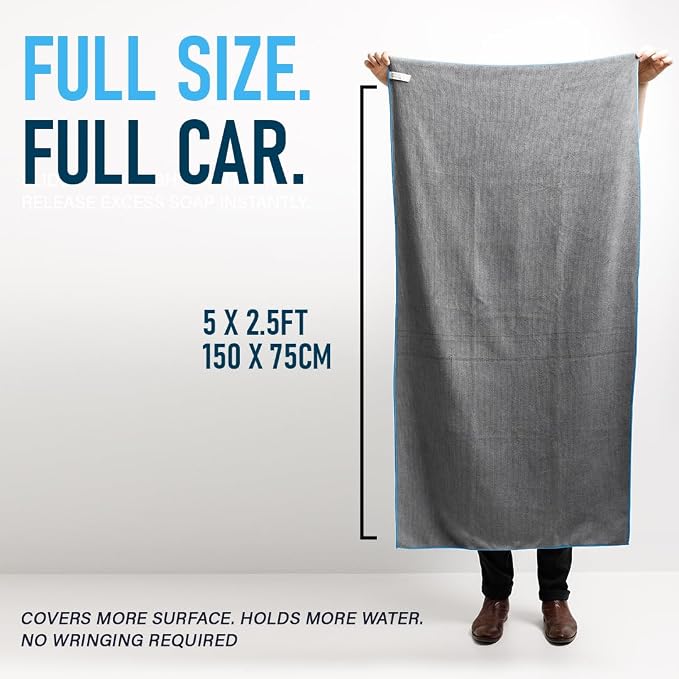 Original 2.0 Microfiber Car Drying Towel | 150 x 75cm | Extra Large Channel Weave Drying Cloth | Ultra Absorbent, Scratch-Free, Auto Detailing Towel for Cars SUVs Trucks & Boats