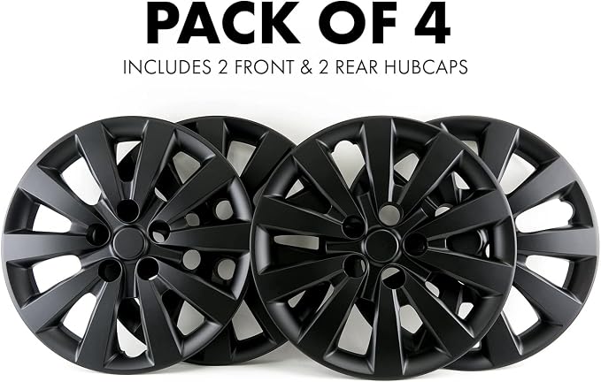16-Inch Hub Caps Replacement for 2013-2018 Nissan Sentra, Replacement Wheel Covers (Set of 4, Matte Black)