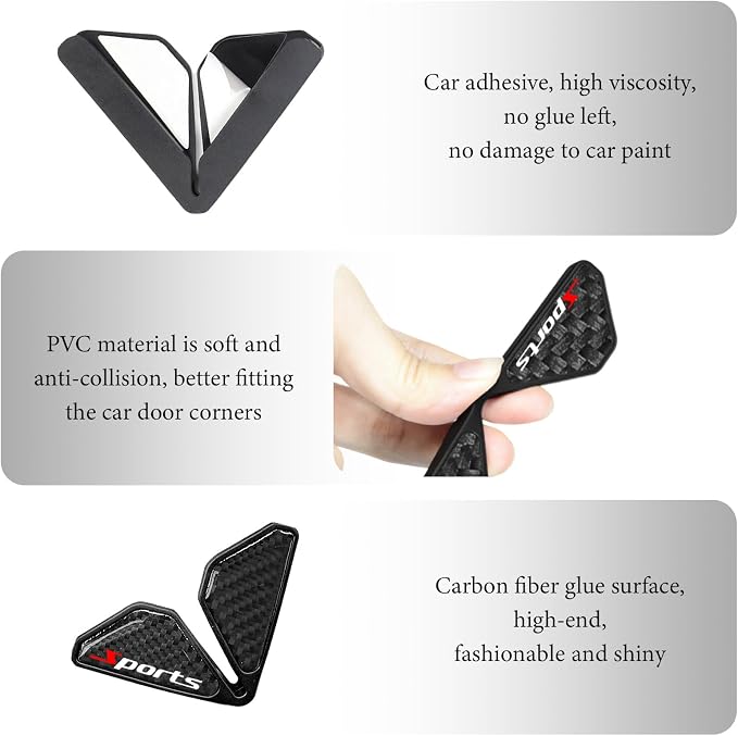 2PCS Car Door Protector Edge Guards, Carbon Fiber Anti-Collision Auto Door Corner Protector, Anti-Rub Trim Sticker Front Do or Corner Decoration for Cars Trucks SUVs (Black Sport)