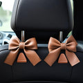 2-Pack Car Purse Hooks for Hanging Purses and Bags, Cute Bow car seat headrest Hooks for Hanging car Purse Hooks. (Brown)