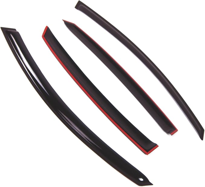 WD2-500 Dark Smoke 4 Pcs Set Window Visor (Outside Mount) Deflector Rain Guard Compatible with 2004-2007 Audi A8