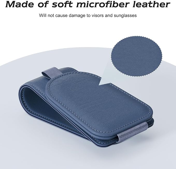 Sunglass Holder for Car Visor, Blue, 2 Packs | Suede Cloth, Magnetic, Organizer for Car Accessories