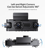 4 Channel Dash Cam Front and Rear Inside Left Right, 1080P Dash Camera for Cars,Car Camera with 3" IPS Screen,Night Vision,Included 64GB Card,Support Optional GPS, 24/7 Recording Parking Mode