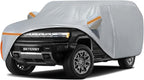 Car Cover for 2024-2026 GMC Hummer EV SUV 4 Door, Waterproof Custom-fit All Weather Sun Rain UV Dust Snow Protection Outdoor Car Cover with Door Zipper and Cotton Lining-Grey