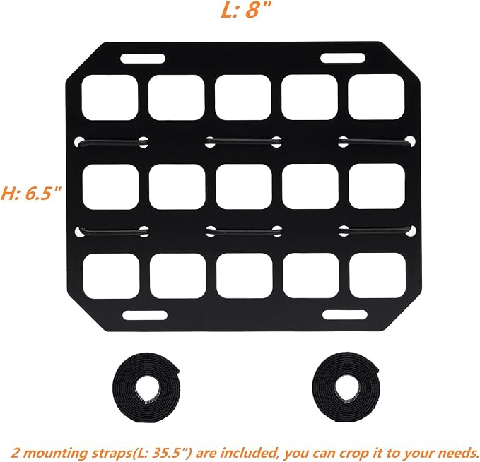 Vehicle Rigid MOLLE Panel Car Seat Headrest Organizer EDC Pouch Tool Holster Bag Holder Auto Interior Accessories Tactical Gear Rack Truck Equipment Mount Plate Modular Storage Shelf