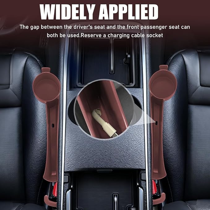 Car Seat Gap Plug with Storage Slot, Car Seat Gap Filler, 2PCS | Auto Gap Filler Organizer with Cup Holder, Universal Carseat Side Gap Filler Strip Between Front Seats & Console for Most Car