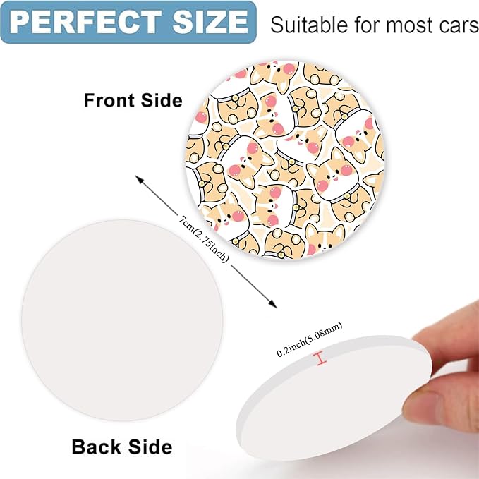Corgi Steering Wheel Cover for Women, Steering Wheel Covers with Anti-Slip Lining, Universal 14.5-15 inchs Car Interior Accessories with 2PCS Car Coasters Suitable for Men and Women