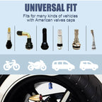 Tire Valve Stem Cap Cover - (5 Pack) Tire Air Cap Metal with Plastic Liner Corrosion Resistant Leak-Proof Rock and Roll for Car Truck Motorcycle Bike Blue