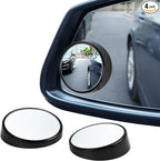 Blind Spot Mirror, HD Glass & ABS Housing, 360° Adjustable Convex Wide Angle Rear View Mirror, Stick-On Universal Fit for Car SUV Truck RV Van, Black (4, Round, Black Stick)