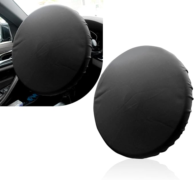 Car Steering Wheel Cover Sun Shade, 15.7" All-round Sun-proof and Anti-aging Protector for All Seasons, Thickened Waterproof Sunshade Cover, Universal for Most Car Truck SUV (Black)