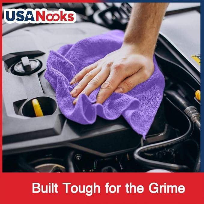Premium 300GSM Microfiber Cleaning Cloth - 12.5"x12.5" High Performance - 1200 Washes, Ultra Absorbent Microfiber Towels for Cars Undercarriage, Rims & Engine Bay Cleaning - Microfiber Cloth
