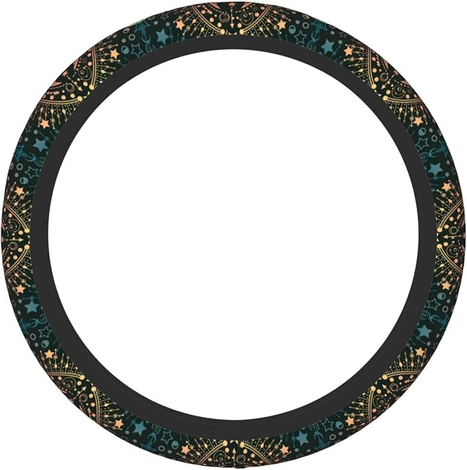 Magical Astrology Moon Star Steering Wheel Cover for Women Men Girls Car Accessories Decor Anti-Slip Neoprene Auto Steering Wheel Covers Protector Universal 15 Inch