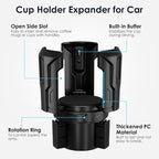Car Cup Holder Expander: One-Button Open, Universal, Adjustable Holder(Diameter 2.6"- 4.8"), Cup Holder Expander for Yeti, Hydro Flask, Nalgene, Takeya, Camelbak, Ramblers, Owala, Tumblers, Mugs