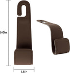Leather Car headrest Hook for Purses and Bags (Brown, 2pcs) | Leather wrap hook with Larger strap holder, friendly to your leather purse. Strong load up to 44lbs.